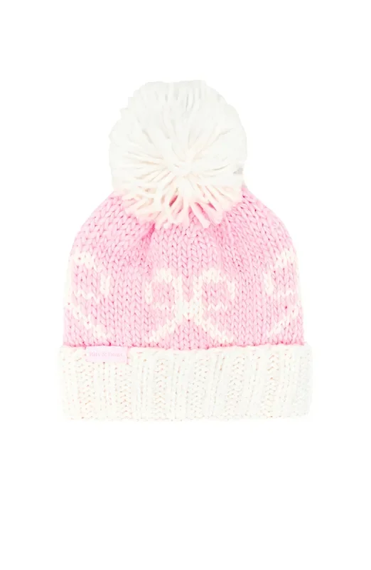 Bows Bobble Hat, Pink