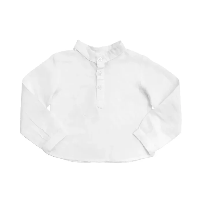 Boys French Collar Shirt | White Linen