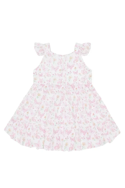 Butterflies Print Ruffle Dress