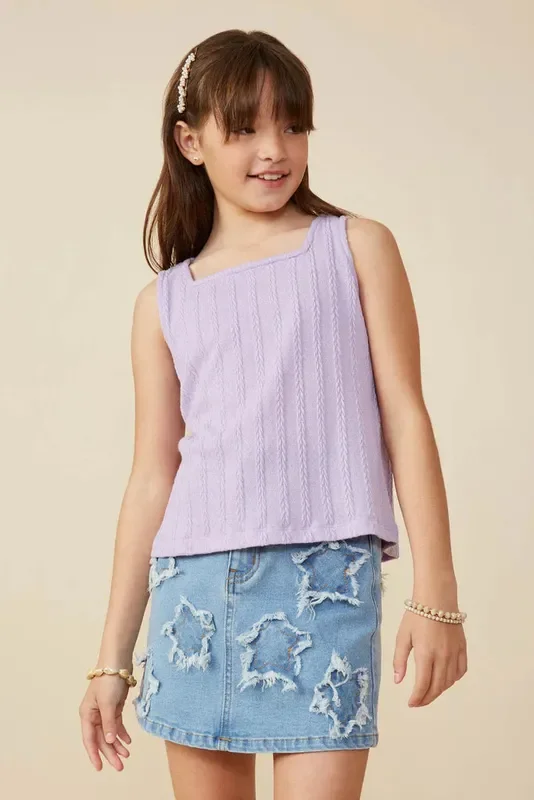 Cable Textured Knit Tank | Lavender