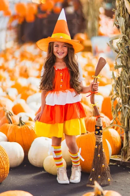 Candy Corn Witch Costume – 2 Piece Set