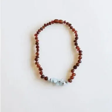 Canyonleaf Kids Raw Cognac Amber + Raw Aquamarine Necklace