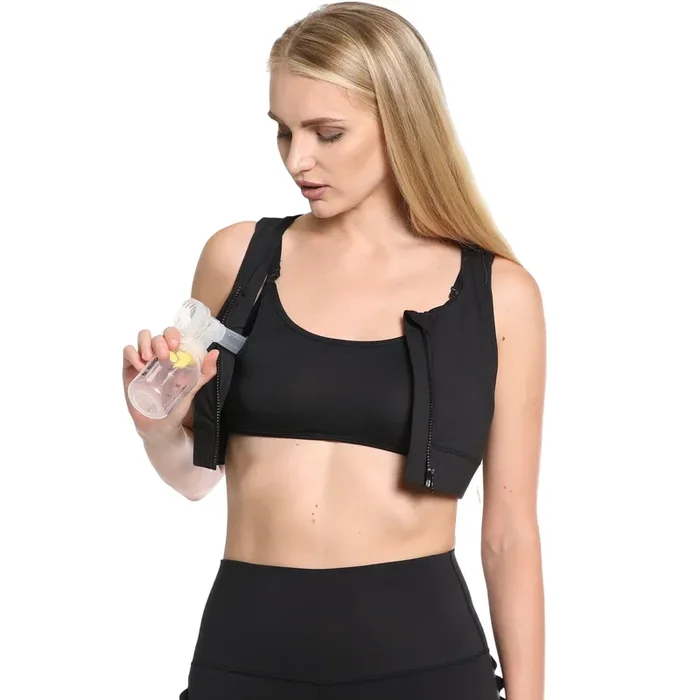 Capucine 2 – High Neck High Support Nursing & Hands Free Pumping Sports Bra (noir)