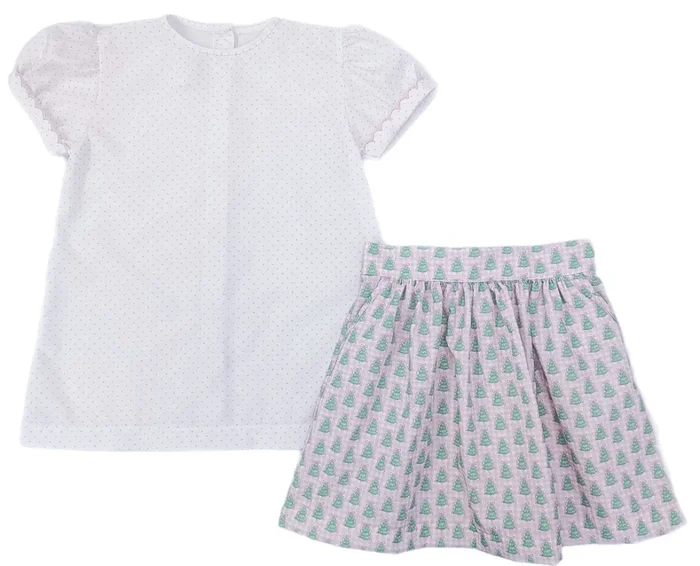 Cece Skirt Set – Gingham Christmas Tree