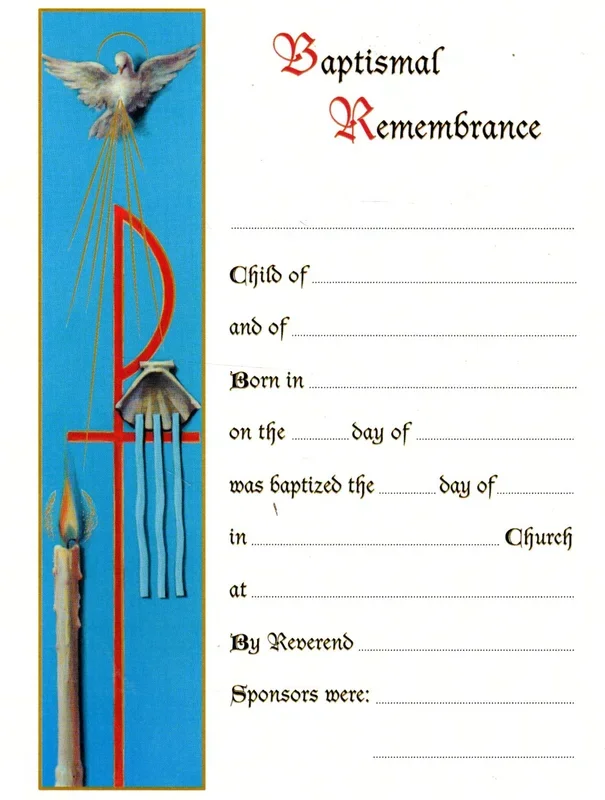 Certificate – Baptism Child/Adult