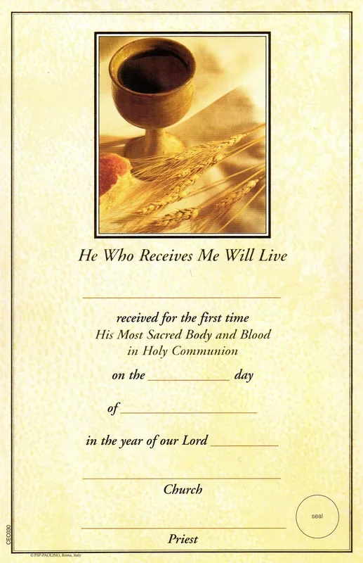Certificate – First Communion Wheat Wine