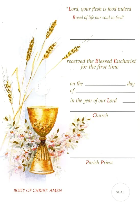 Certificate – First Holy Communion Chalice Wheat