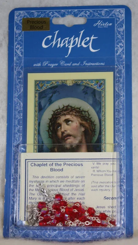 Chaplet – Precious Blood with Prayer Card and Instructions (includes beads)