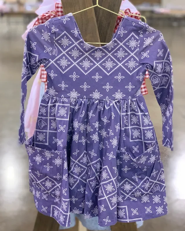 Charming Mary Blue Print Twirl Dress