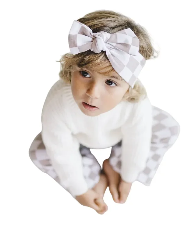 Checkered Headband | Latte