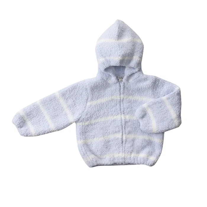 Chenille Hoodie – Light Blue & Ivory Stripe