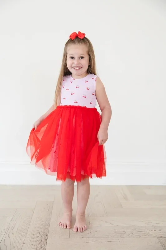 Cherry (ribbed) – Tulle Twirl Dress