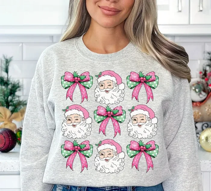 Child’s Pink Santa Coquette Gray Gildan Tee