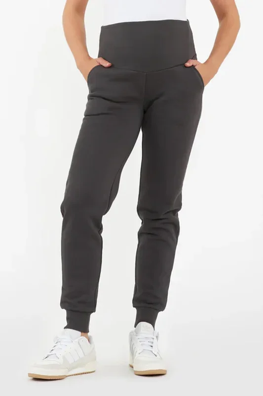 Classic over-the-belly maternity jogging pants, dark grey