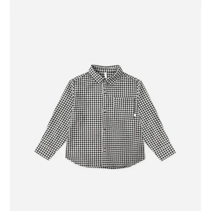 COLLARED LONG SLEEVE SHIRT || BLACK GINGHAM