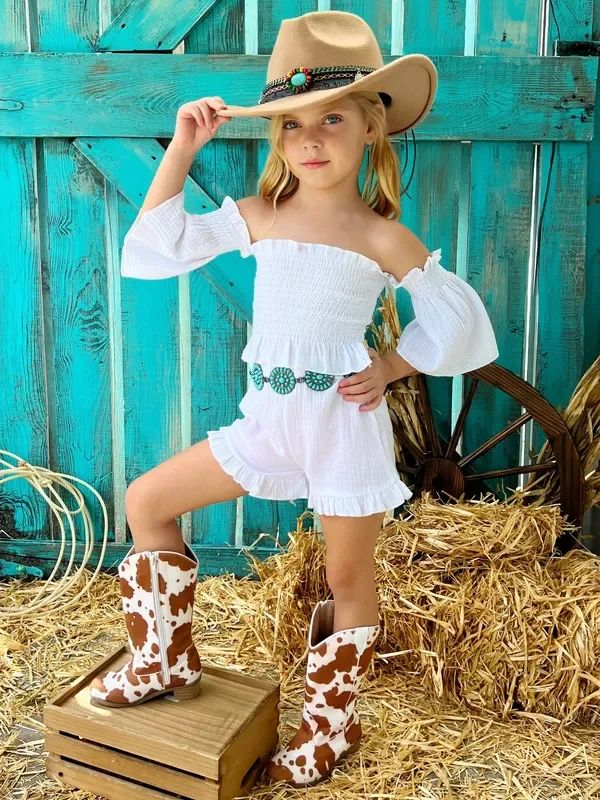 Comfy For Spring Smocked Top And Ruffle Short Set