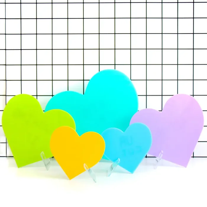 Cool tone acrylic hearts – customize with included stickers