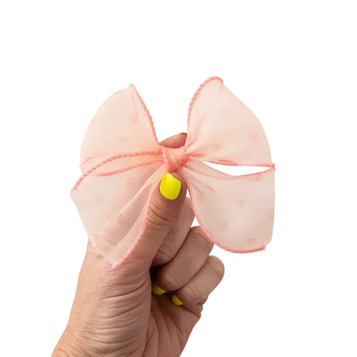 Coral Dot | Ribbon Bow