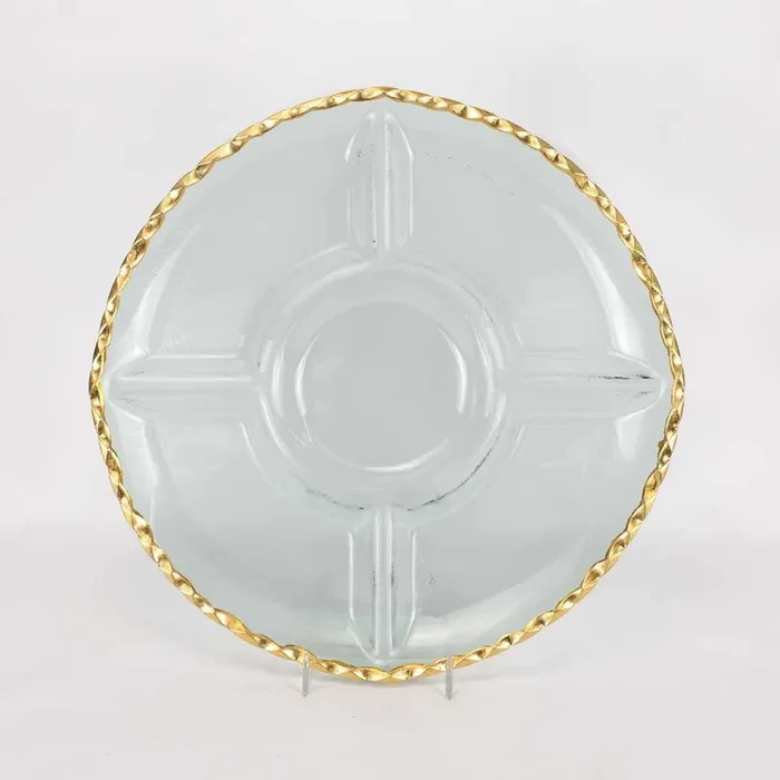 Cordova Round Gold Trim Chip & Dip Platter