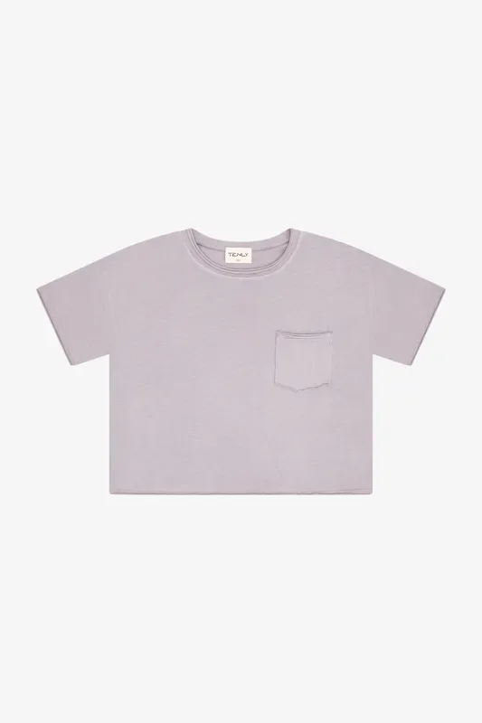 Cotton Jersey Raw Edge Tee Cobblestone