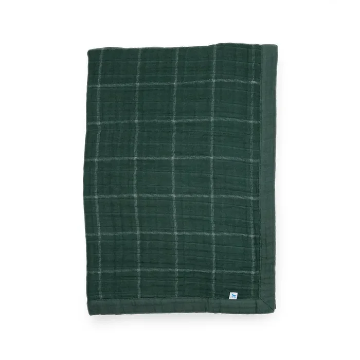 Cotton Muslin Baby Quilt – Evergreen Plaid