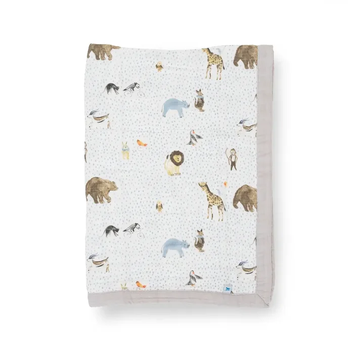 Cotton Muslin Baby Quilt – Party Animals