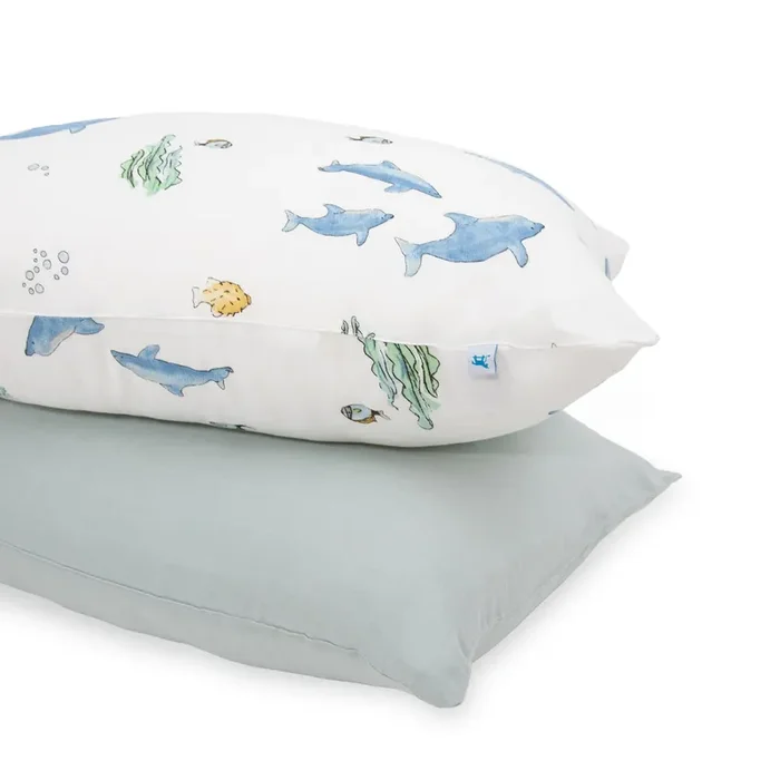 Cotton Muslin Pillowcase 2 Pack – Whales