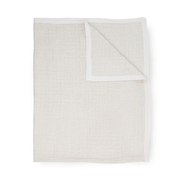 Cotton Muslin Quilted Throw – Tan Gingham