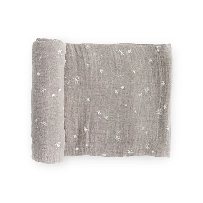 Cotton Muslin Swaddle Blanket – Snow Flurries