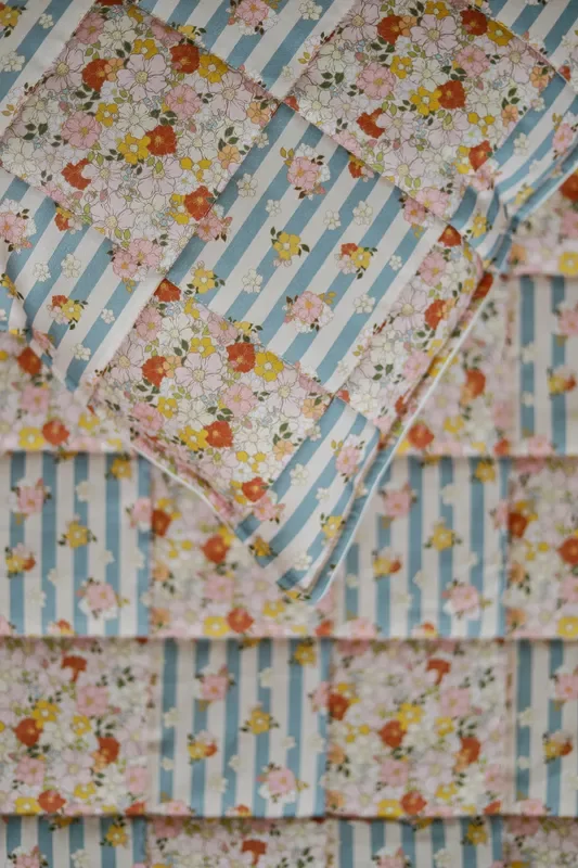 Cotton Quilted “summer Garden ” Child Cover Set