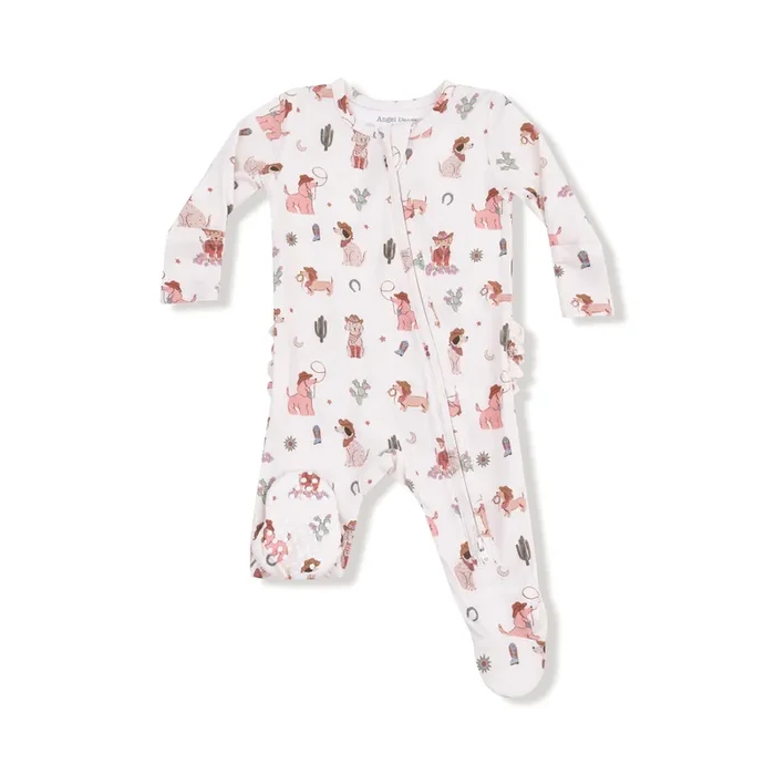 Cowgirl Dogs – 2 Way Zipper Ruffle Back Footie