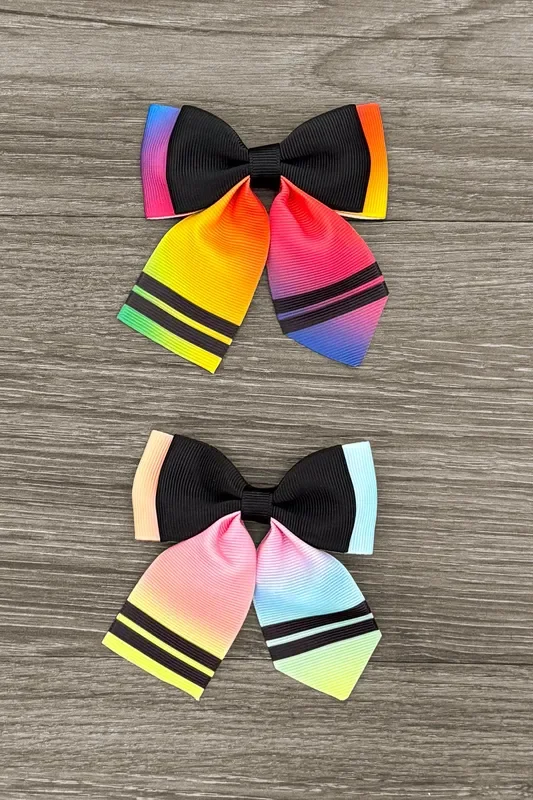 Crayon Trendy Bows – RAINBOW!