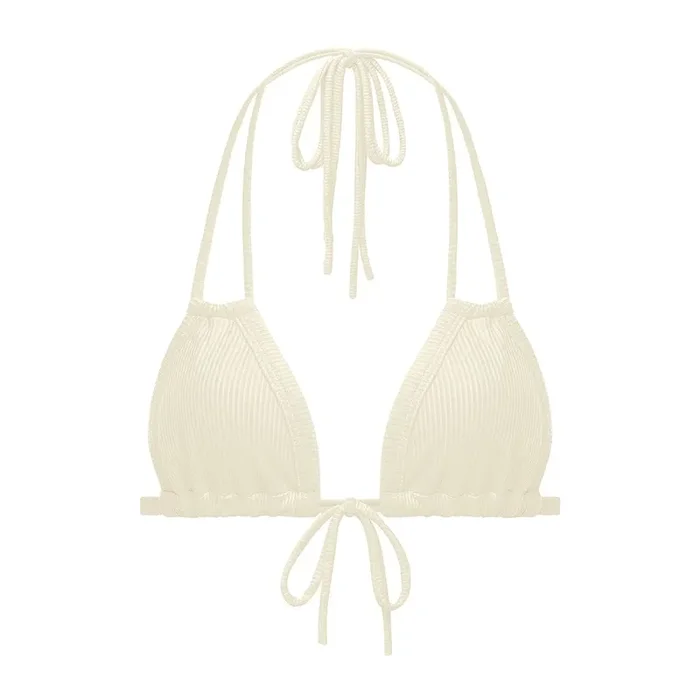 Cream Rib Euro Bow Bikini Top
