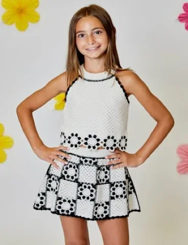 Crochet Skort Set | Vanilla Black