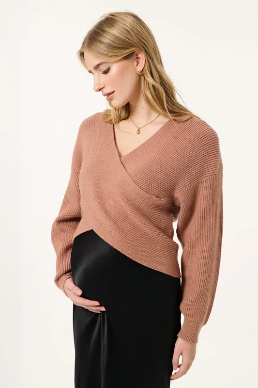 Cross Over Umstands- und Stillpullover mocha mousse
