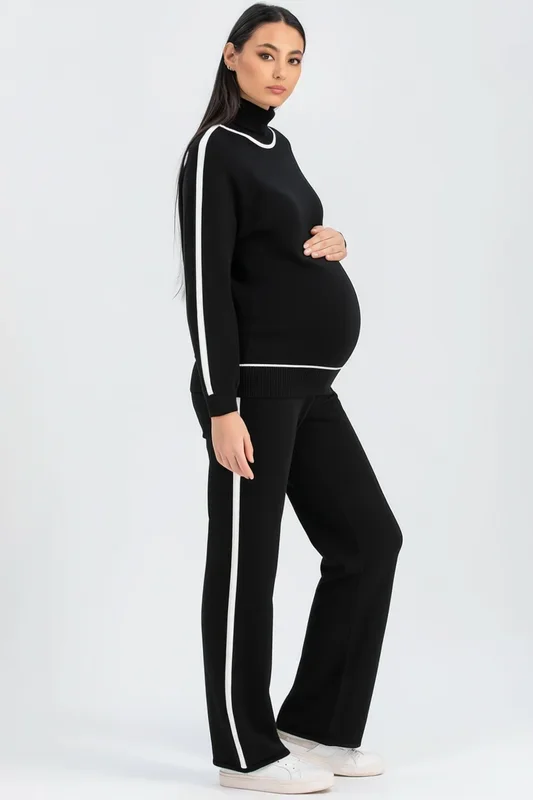 Crystal Black Straight-Leg Maternity Trousers