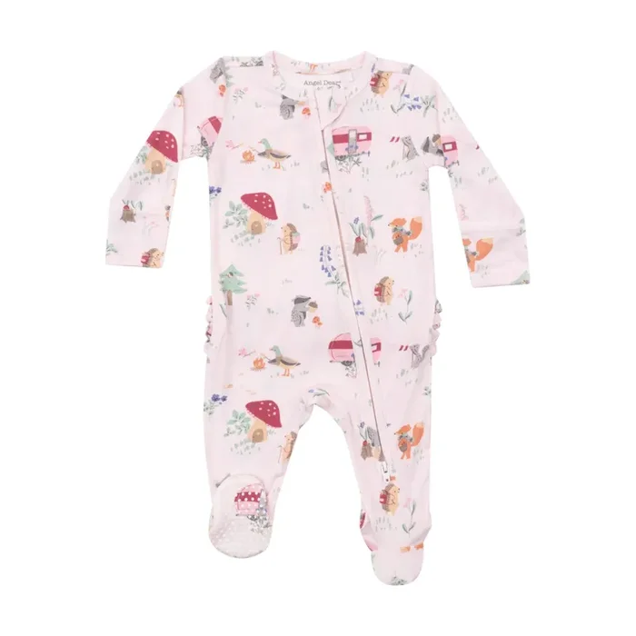 Cute Animal Campers – 2 Way Zipper Ruffle Back Footie