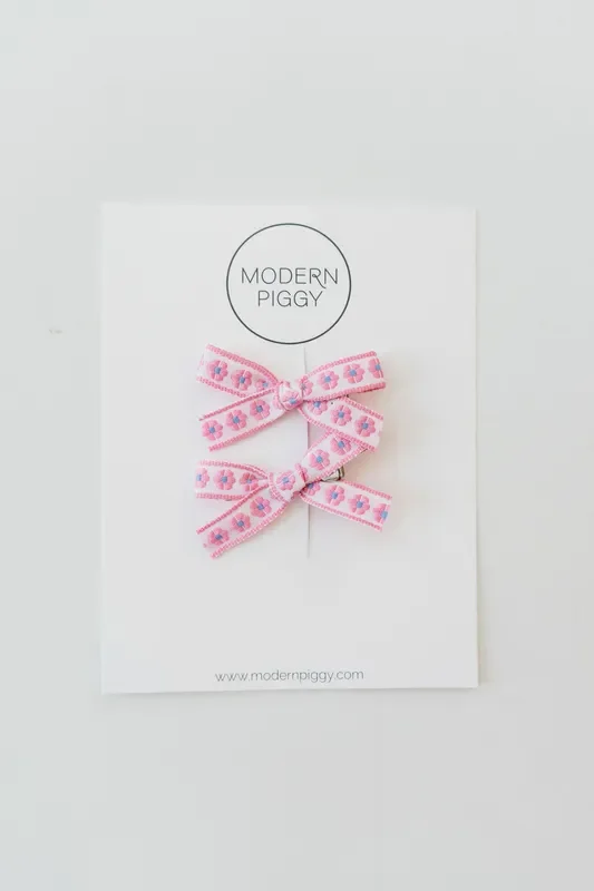 Daisy Chain- Pink | Mini Ribbon Bow Set