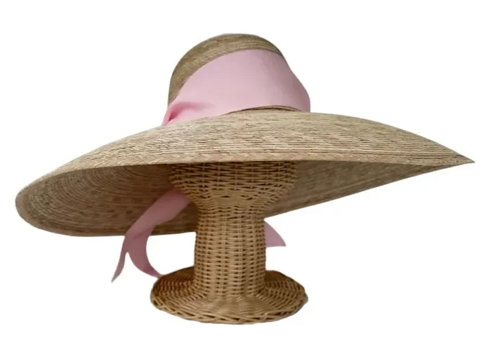 Daisy Sun Hat – Wide & Short Light Pink Grosgrain Ribbon