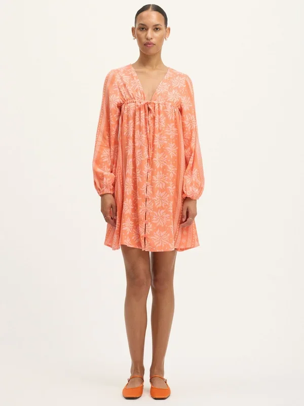 Deborah Waffle Mini Dress in Camelia