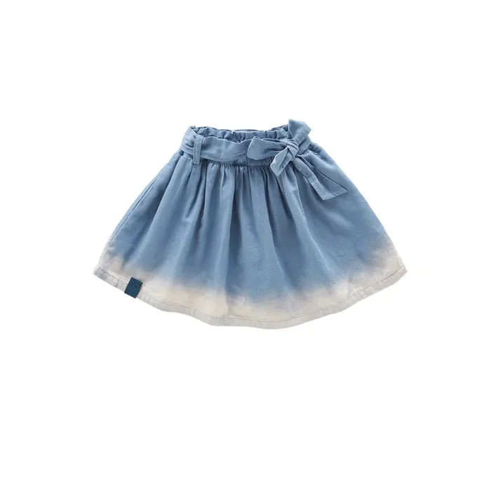 Denim Skirt With Belt | Light Blue