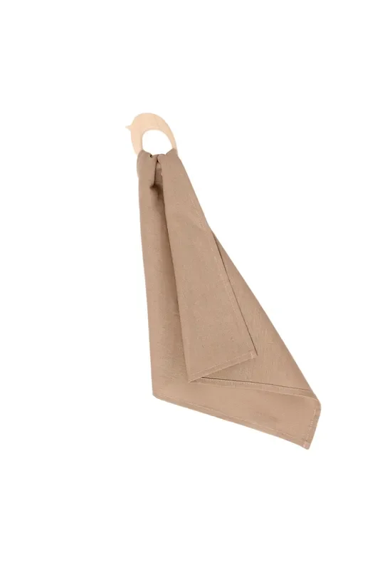 Desert Lark – Linen + Maple Ring Teether