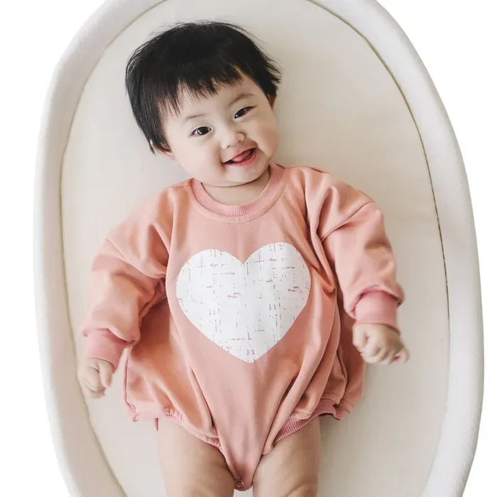 Distressed Heart Sweatshirt Romper – More Colors