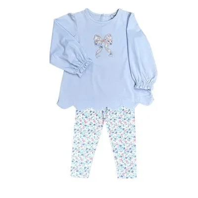 Ditsy Flower Bow Girl’s Leggings Set