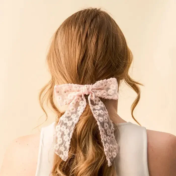 Ditzy Daisies Hair Bow – Blush