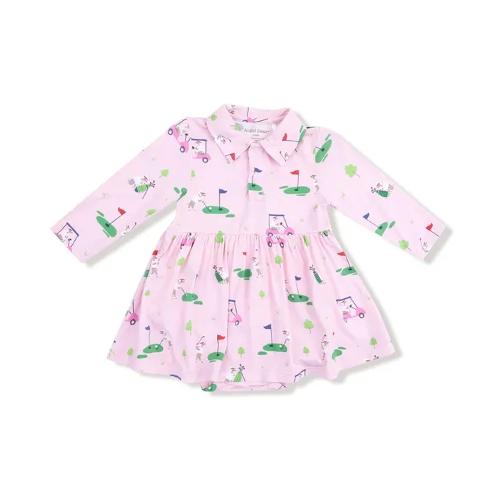 Dog Gone Golf – Pink – L/S Polo Bodysuit Dress