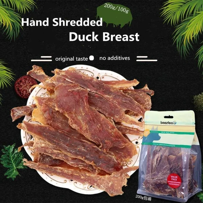 Dog Snacks Hand Shred Duck Breast Pure Meat Jerky Treats No Additives Molar Clean Teeth Training Rewards Pet Supplies