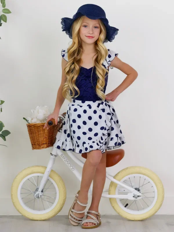 Dotty Delight Top and Ruffle Skort Set