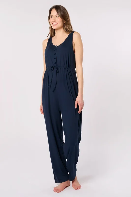 Eco Viscose Lounge Maternity and Nursing Jumpsuit navy