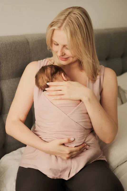 Eco viscose skin to skin baby bonding top rose